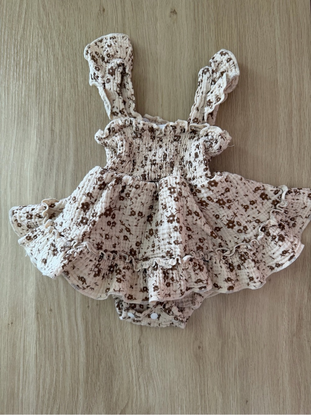 Baby Girls' Cream Floral Ruffle Romper Dress